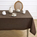 Solino Home Linen Tablecloth 60 x 108 Inch - 100% Pure Linen Chambray Brown Table Cloth for Rectangle Tables - Athena, Machine Washable Tablecloth