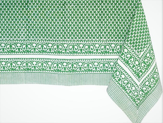 ATOSII Cotton Tablecloth Queen Green 72" X 108" Inches
