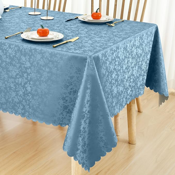 Smiry Square Table Cloth, Waterproof Heavy Duty Vinyl Tablecloths, Wipeable Washable Table Cover for Kitchen and Dining Room (Stone Blue, 54" X 54")