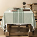 ZeeMart Contrast Linen Table Cloth Rectangle Table Cloths 60x104 Inch Green, Farmhouse Style Heavy Weight Sage Green Tablecloth, Water Resistant Burlap Tablecloths