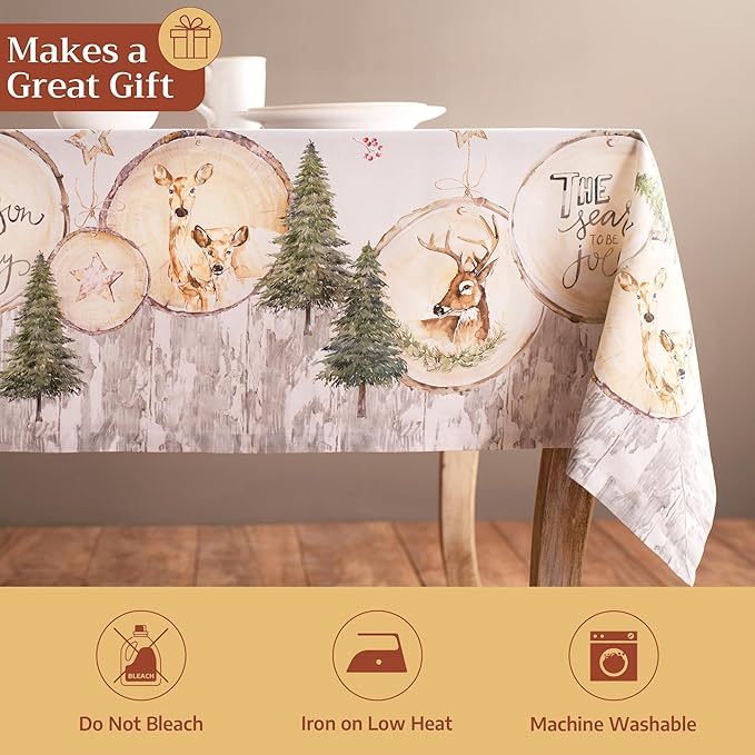 Maison d' Hermine Table Cloth Rectangle Table 100% Cotton 60 x 90 Inches Fall Tablecloth Reusable Everyday Use for Thanksgiving Christmas Decorations Dining Farmhouse Party (Mountain Life)