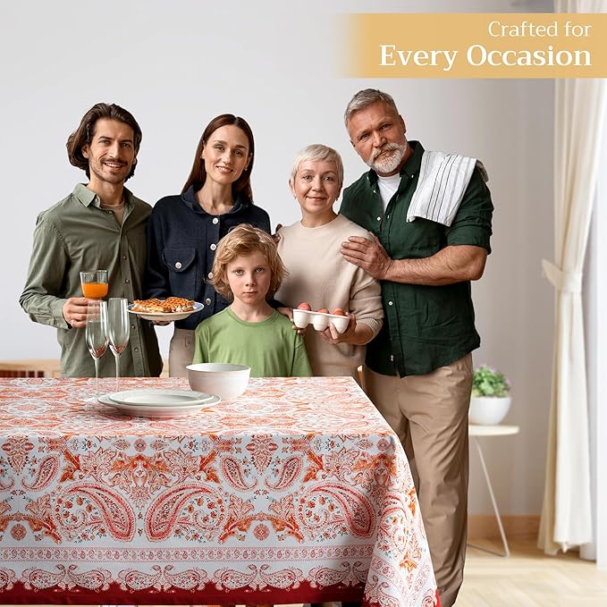 Maison d' Hermine Table Cloth Rectangle Table 100% Cotton 54 x 72 Inches Fall Tablecloth Reusable Everyday Use for Thanksgiving Christmas Decorations Dining Farmhouse Party (Orient)