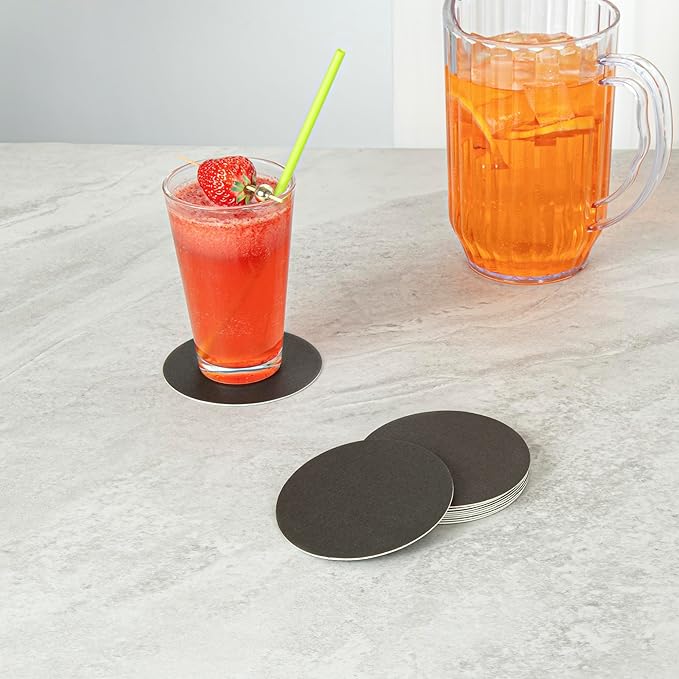 Restaurantware Paper Coasters 1000 Pack of 4 Inch Disposable Beverage Coasters Absorbent for Hot and Cold Drinks Black Coffee Cup Essentials for Table Decor, Kitchen, Home Patio or Living Room