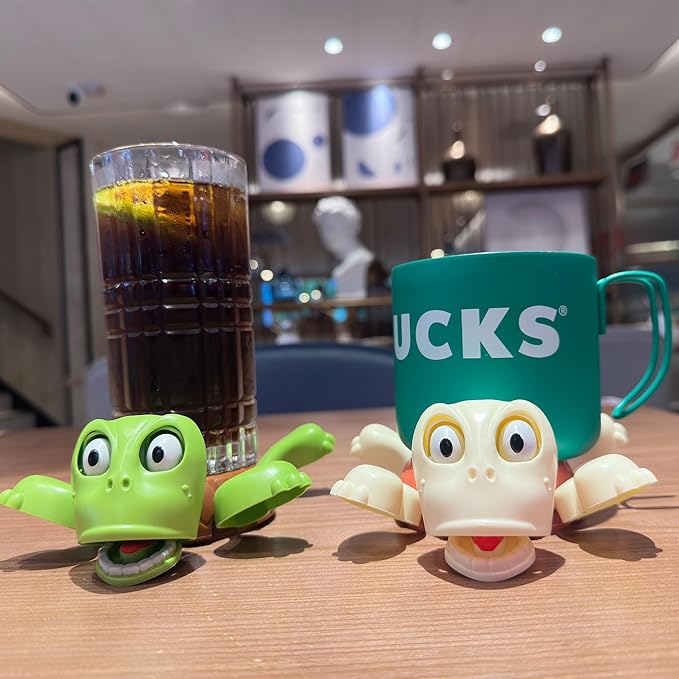 XYG® Turtle Coaster, Turtle Cup Holder with Funny Expression, 2 PC Cup Holder with Liftable Limbs & Expressive Face for Turtles,Tortoise Lover Gag Gifts Home Decor, Car(2pc-Green Pink)