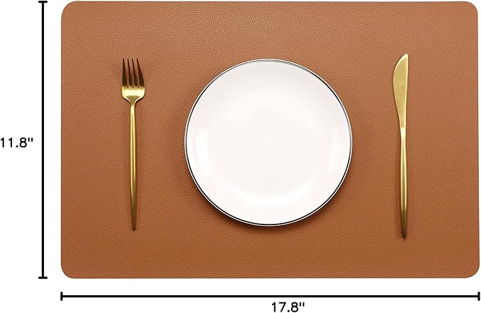 Fall Placemats Set of 2 Wipeable Table Mats Easy to Clean Waterproof Kitchen Mats for Dining Table Outdoor Indoor (2, Brown)