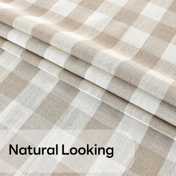 Gingham Table Cloth for Rectangle Tables Beige Checkered Plaid Tablecloth Heavy Duty Cotton Blend Washable & Wrinkle Table Cover for Outdoor Kitchen Dining Picnic Camping (60x120 Inch)