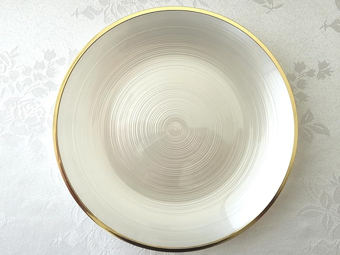 " OCCASIONS " 50 Plates Pack (25 Guests)-Wedding Party Disposable Plastic Plate Set -25 x 10'' Dinner + 25 x 7'' Salad & Dessert plates (Belize in Ivory & Gold)