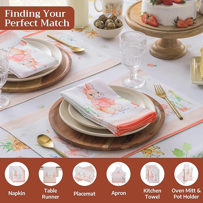 Maison d' Hermine Table Cloth Rectangle Table 100% Cotton 70 x 90 Inches Tablecloth Reusable Decorative for Dining Room Farmhouse Home Valentines Day Decorations Spring Summer - Bunny Party