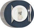 Myir JUN Round Placemats Dual Sided, Faux Leather Place Mats Set of 4 Indoor Placemats for Dining Table Outdoor Placemats Non-Slip Washable Table Mats (Set of 8, Gray Blue)