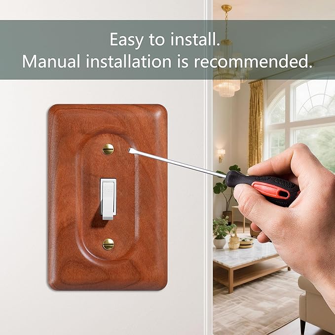 Wooden Light Switch Cover Plate Single Decorator Cherry Wood Decorative Switch Plates and Outlet Covers Premium Quality Light Switch Cover
