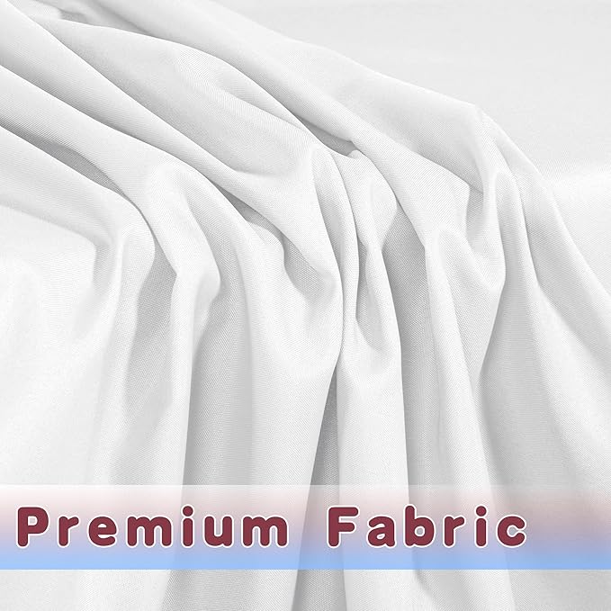 HolidayIdeas Fitted White Table Clothes - 72 x 30 Inch - 4 Pack Rectangle Table Covers for 6 Foot Tables, Polyester Fabric Tablecloths for Parties, Holiday Dinner, Wedding, Trade Show