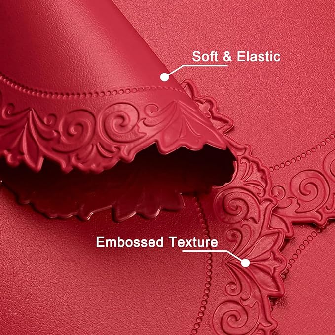 Noctiflorous Round Faux Leather 15 Inch Placemats Set of 6 Waterproof Wipeable Heat Resistant Tablemat for Dining Table Kitchen Non Slip Washable Oilproof Table Place Mat(Holly Red, 6)