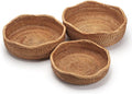 Rattan Bread Baskets Round Woven Fruit Bowls Key Holders Stackable for Storage, Snack, Fruit, Vegetable Natural Set of 3
