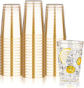 BESTVIP 12oz Gold Glitter Disposable Cups, 100 Pack Gold Plastic Cups, Heavy-duty Party Cocktail Glasses for Christmas, Plastic Cups for Party, Holiday, Wedding and Birthday