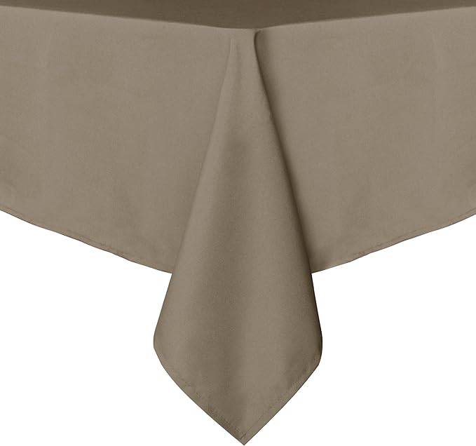sancua Rectangle Tablecloth - 90 x 132 Inch - Stain and Wrinkle Resistant Washable Polyester Table Cloth, Decorative Fabric Table Cover for Dining Tables, Buffet Parties and Camping, Taupe