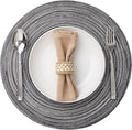 Round Placemats Set of 4 Woven Placemats Washable Braided Table Mats for Dining Table Heat Resistant Non-Slip Circle Place Mats(Mixed Gray)