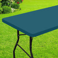 Smiry Rectangle Picnic Table Cloth, Waterproof Elastic Fitted Tablecloths for 4 Foot Tables, Washable Polyester Table Cover for Camping, Indoor and Outdoor (Peacock Blue, 30"x48")