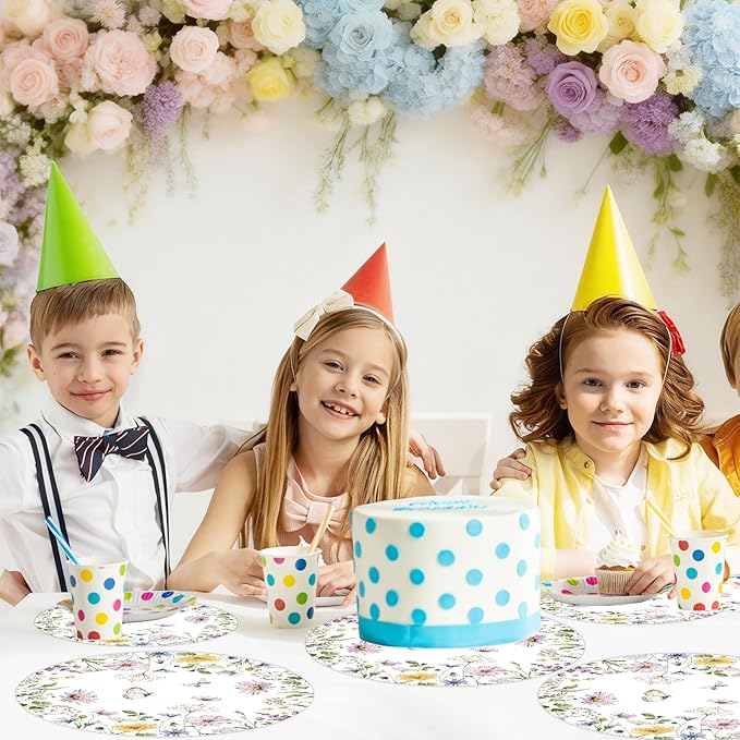 50PCS Watercolor Floral Paper Placemats - Disposable Table Mats for Wedding/Brunch/Party Decor, Elegant Flower Wreath Design, Oil-Resistant & Eco-Friendly Table Setting Supplies