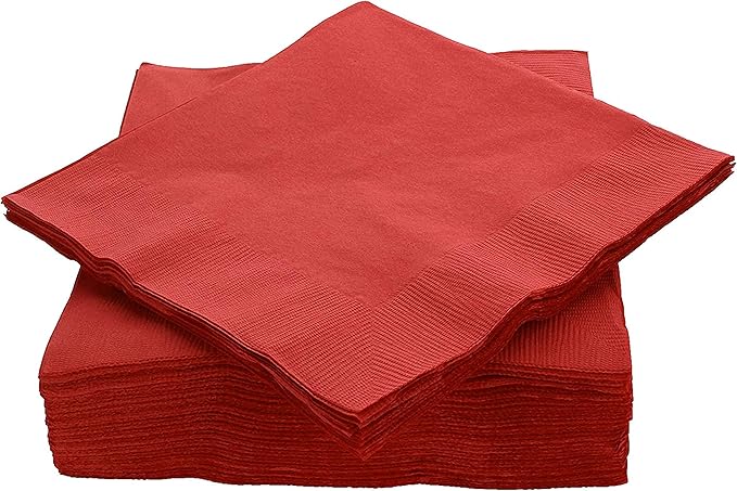 Big Party Pack 40 Count Red Dinner Napkins Tableware- Ideal for Wedding, Party, Birthday, Dinner, Lunch, Cocktails. (7” x 7”)