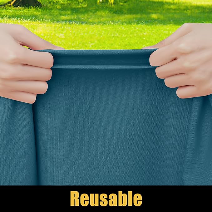Smiry Rectangle Picnic Table Cloth, Waterproof Elastic Fitted Tablecloths for 5 Foot Tables, Washable Polyester Table Cover for Camping, Indoor and Outdoor (Peacock Blue, 30"x60")