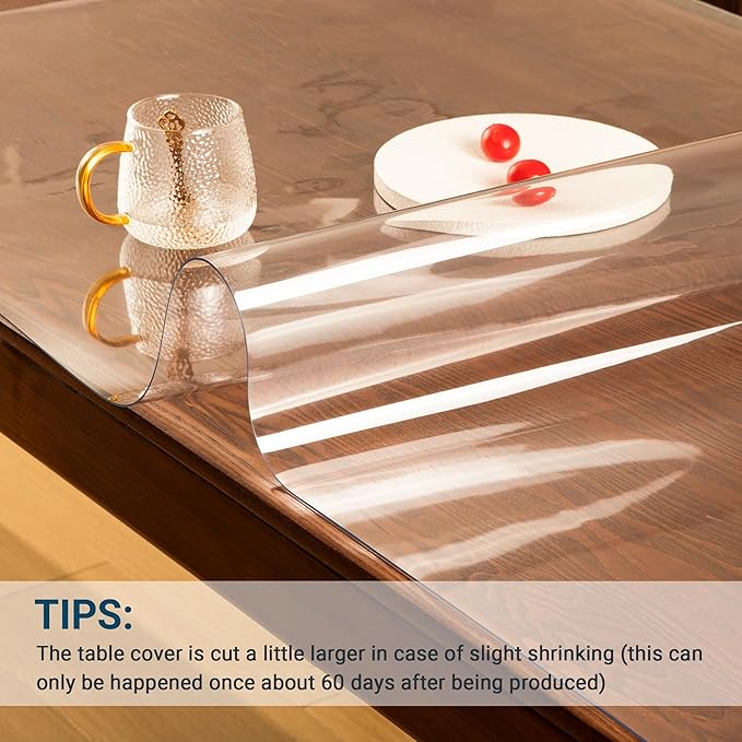 Clear Table Cover Protector Rectangle 20 x 40.1 Inch, 1.5mm Transparent Plastic Table Protector Waterproof, Anti-Scratch Clear Desk Mat for Office Desktop Dresser Dining Table, FDA Compliant