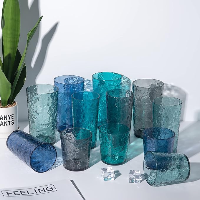 KX-WARE 18-ounce Acrylic Highball Glasses Plastic Tumbler, set of 8 Multicolor