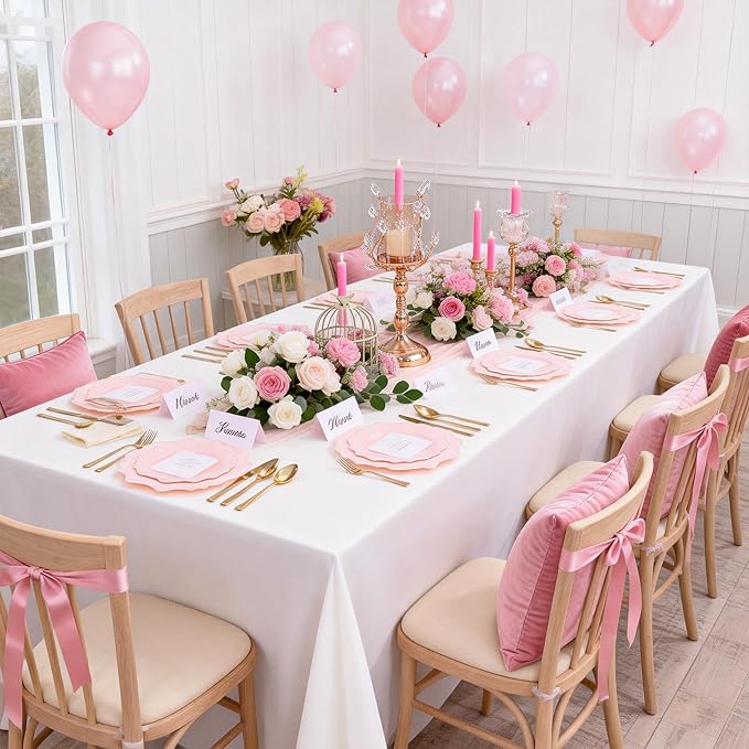 COLOSUS 60pcs Pink Plastic Dessert Plates - 7.5 Inch- Heavy Duty Disposable Plastic Appetizer/Salad/Cake Plates for Party Wedding and Everyday Use,Valentine's Day