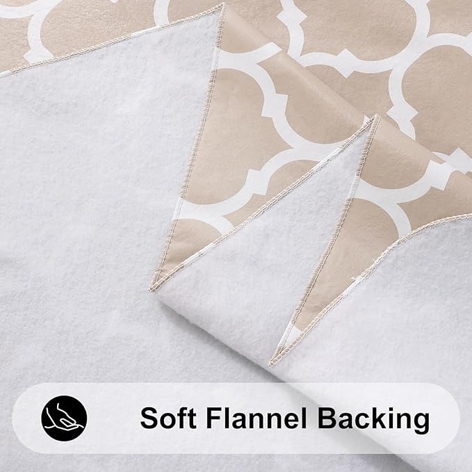 Smiry Square Table Cloth, Wipeable Spillproof Plastic Tablecloths for Dining, Waterproof Vinyl Tablecloth with Flannel Backing for Square Tables, Camping, Outdoor and Indoor (70"x70", Khaki)