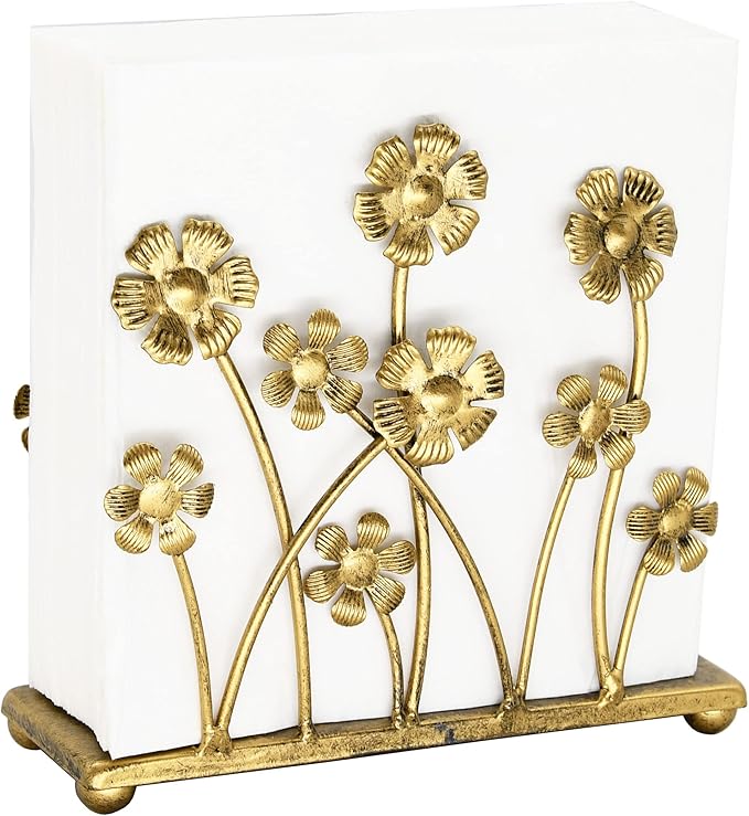 OwlGift Vintage Iron Art Napkin Holder For Table, Sunflower Farmhouse Tissue Holder, Cocktail Napkin Dispenser, Rustic Napkin Paper Rack For Home Kitchen Supplies – Bronze