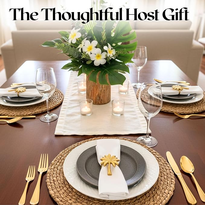 Napkin Ring Set of 12, Fall Thanksgiving Christmas Napkin Rings, Festival Metal Napkin Rings Holders, Napkin Ring Bulk for Wedding, Party, Elegant Table Settings Gift Ideas (Gold) - ALPHA Living HOME