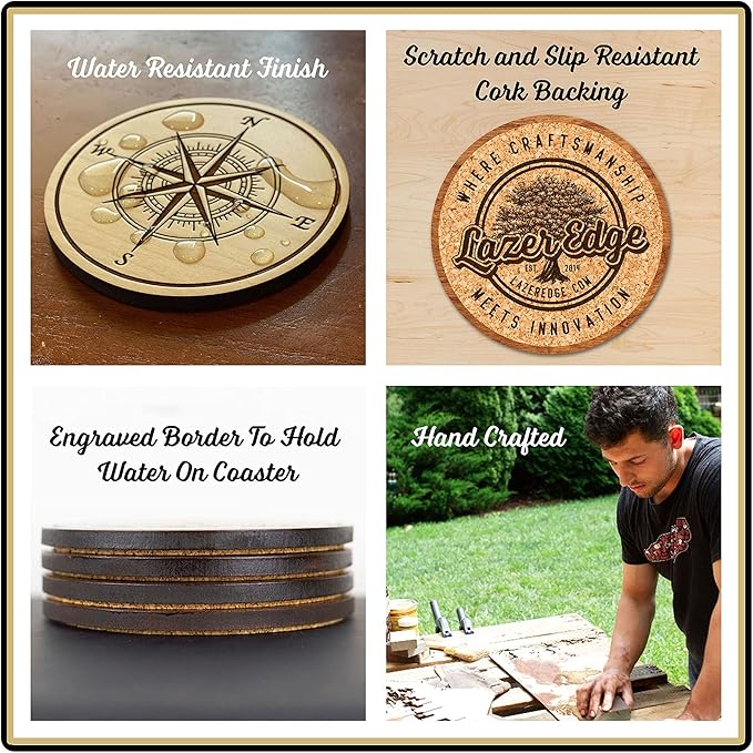 LazerEdge Loyola Greyhounds Wooden Coaster Set - Maple Wood - Officially Licensed Product - 4-Pack