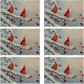 Table Placemats Set of 6, Waterproof Linen Fabric, Non-Slip Backing & Easy Clean, Elegant Dining Table Protectors for Family and Guests(Red Cardinal Bird Christmas)
