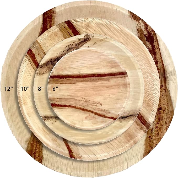 NEATtable Palm Leaf Plates | Disposable & Compostable | Eco Friendly & 100% Natural | Great for Outdoor Events, Wedding, Party, Barbecues | 6-inch Round Plate, Pack of 25