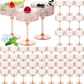 48 Pcs Ribbed Martini Glasses 10 oz Disposable Plastic Vintage Ribbed Coupe Glasses Unbreakable Dessert Parfait Glassware for Wedding Birthday Party Supplies (Champagne Powder)