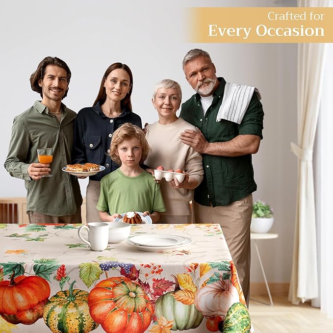 Maison d' Hermine Table Cloth Rectangle Table 100% Cotton 60 x 108 Inches Fall Tablecloth Reusable Everyday Use for Thanksgiving Christmas Decorations Dining Farmhouse Party (Lumina)