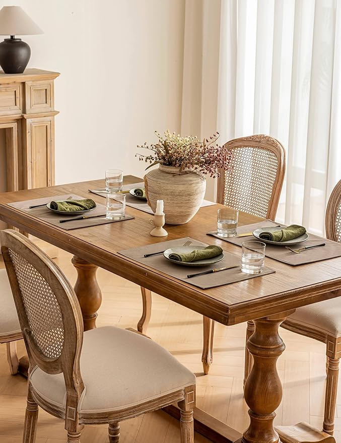 Farmhouse Linen Dining Table Mats Set of 4 Boho Farmhouse Plate Coasters Fabric Indoor Placemats Heat Resistant Washable 12x18 Inch