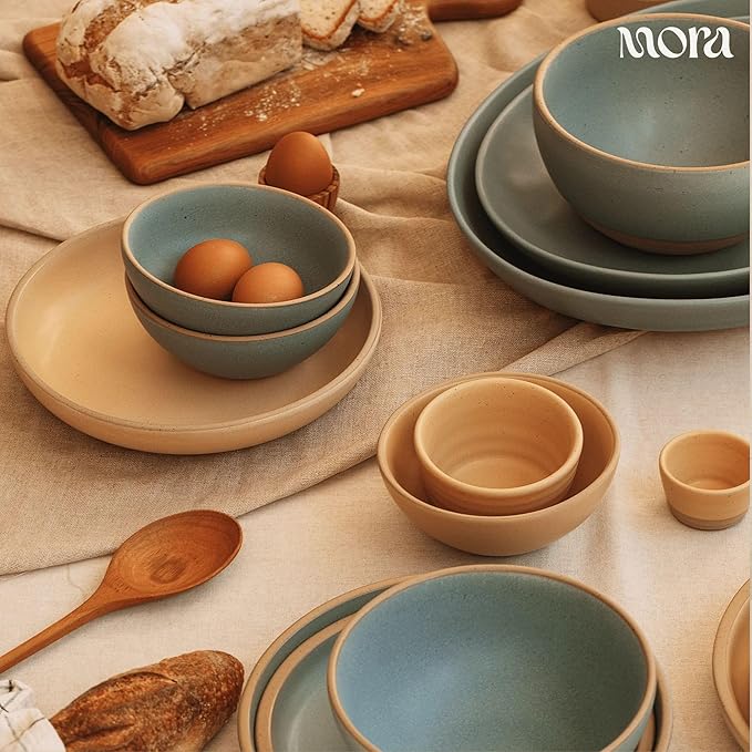 MORA Small Bowls Set of 4, 16oz Ceramic Pottery Dessert Bowls - Microwave, Oven and Dishwasher Safe - Iris
