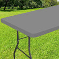Smiry Rectangle Tablecloth, Elastic Fitted Flannel Backed Vinyl Tablecloths for 4ft Folding Tables, Waterproof Wipeable Table Covers for Indoor, Outdoor, Picnic and Camping (Grey, 30"x48")