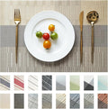 Placemats Set of 12 Vinyl/Plastic Woven Place Mats for Kitchen Table Indoor/Outdoor Washable Placemat Wipeable Dining Table Mats (Ombre Glod,12)