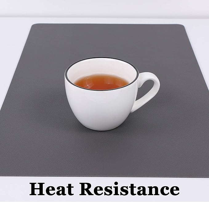 Wipeable Placemats Leather Table Mats Waterproof Heat-Resistant Easy to Clean for Dining Table Set Kitchen Table (4, Grey)