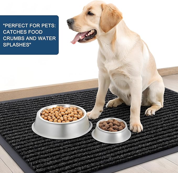 OLANLY Front Door Mat Indoor Outdoor Entrance, Waterproof Heavy Duty Doormat, Fade Resistant, Low Profile, Easy Clean Patio Porch Welcome Floor Mats for Entry, 59x23, Off-Black