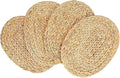 Natural Water Hyacinth Placemats Set of 4, Straw Braided Rattan Placemats, Oval Woven Placemats, 12x16 Inches Plate Chargers Set, Non-Slip Heat Resistant Woven Chargers for Table