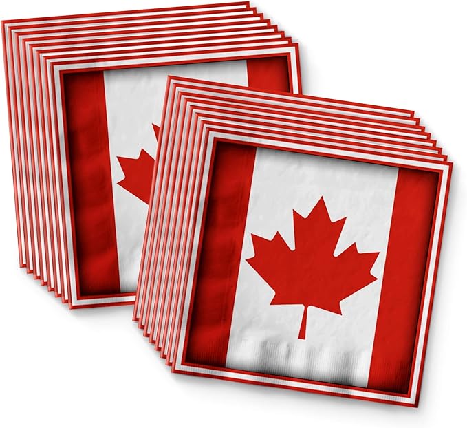 Canadian Flag Canada Birthday Party Supplies Set Plates Napkins Cups Tableware Kit for 16