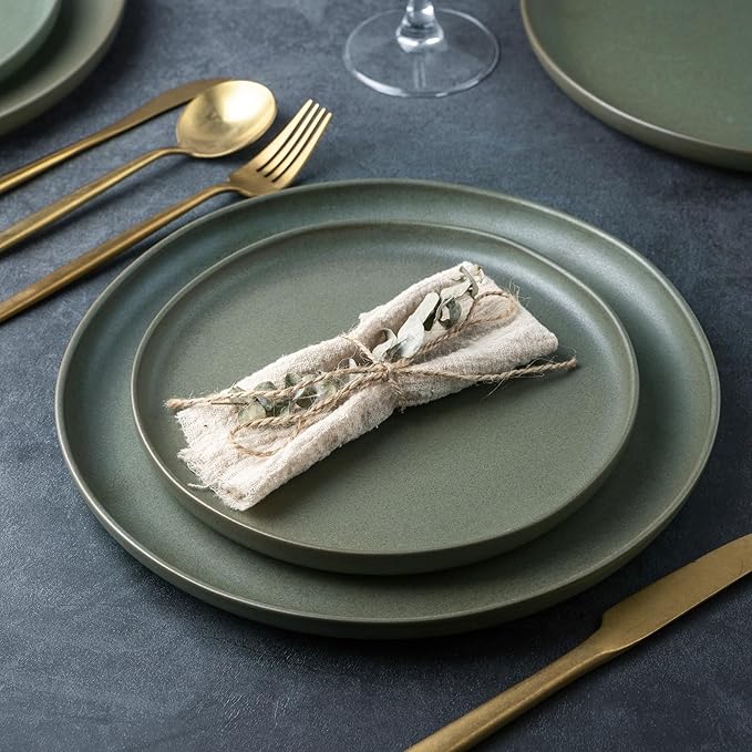 AmorArc Ceramic Dinner Plates Set of 6, Wavy Rim 10.5 Inch Stoneware Dish Set, Dinnerware Plates for Kitchen-Microwave&Dishwasher Safe, Scratch Resistant-Reactive Glaze Matte