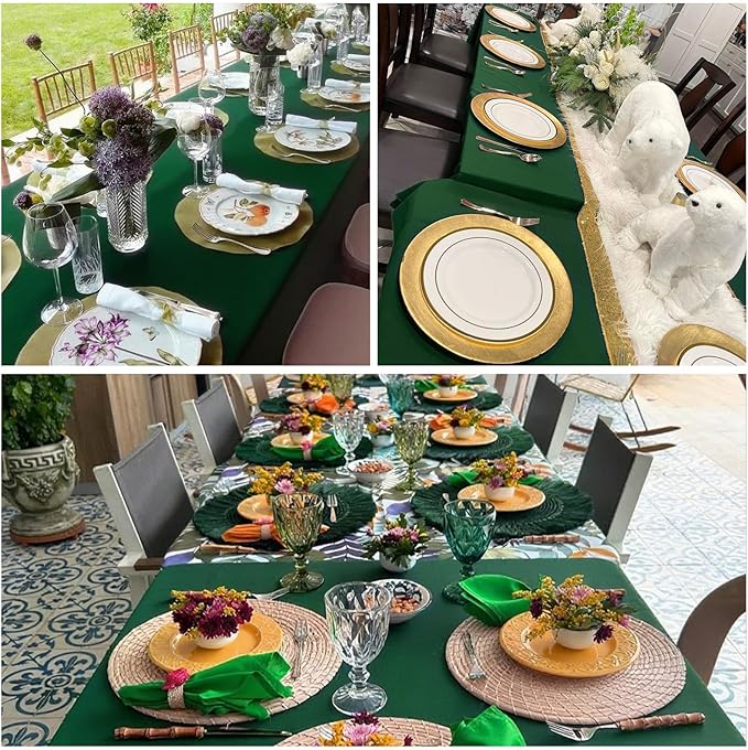 8 Pack Hunter Green Table Cloth 60 x 102 Inch Rectangular Dark Green Tablecloth for 6 Foot Rectangle Tables, Wrinkle Resistant Washable Rectangle Fabric Table Covers for Wedding Party Banquet Buffet