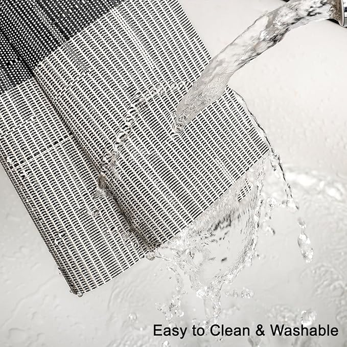 Placemats Set of 8, Vinyl Woven Place Mats Indoor Set of 8 Washable Wipeable PVC Table Mats Heat-Resistant Non Slip Plastic Placemat for Kitchen Dining Outdoor Table (Beige Black, Set of 8)