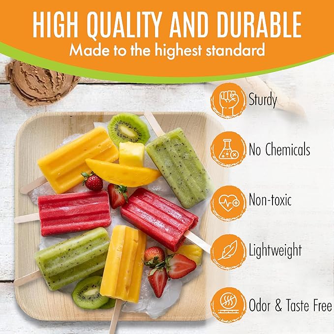 Raj Palm Leaf Plates Bulk [50-Pack] 10" Square Plates (100 CASES - 5000 PACK) like Bamboo plates Disposable, Strong, Decorative Compostable Tableware for weddings, Lunch, Dinner, Birthday etc