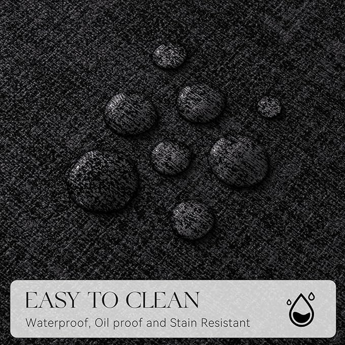 MOSAYT Placemats Set of 8, Heat Resistant Vinyl Place Mats with Coasters, Wipeable Washable 100% Waterproof Oil Proof Faux Leather Table Mats for Kitchen Dining Party Outdoor, 12" x 17", Black