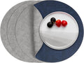 Myir JUN Round Placemats Dual Sided, Faux Leather Place Mats Set of 4 Indoor Placemat for Dining Table Outdoor Place Mat Non-Slip Washable Table Mats (Gray Blue, Set of 4)