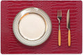 Jovono Faux Leather Placemats Set of 8, Waterproof Heat Resistant Dinner Place Mats for Dining Table, Non-Slip Crocodile Embossed, Red (17.8x11.8 Inch)